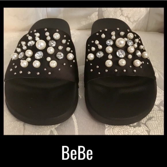 BEBE Fenix Pearl Rhinestone Slide - Picture 3 of 8